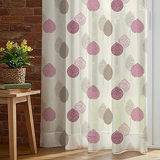 Urban Space Printed Sheer Curtains for Long Door 8 feet, 35-40% Light Filtering Textured Decorative Curtains with Eyelets and TieBack for Living Room, Set of 2 Curtains (Drops Pink, 8 Feet)-picture-25