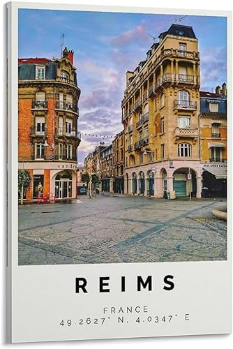 Reims Poster Bunter Druck, Reims Wandkunst, Reims Foto Dekor, Reims Geschenk Reisedruck, Poster for Room Aesthetics Canvas Wall Art Poster And Print