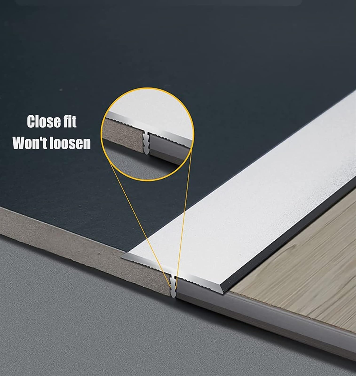Profilo di Transizione, Striscia di Soglia, Rifinitura for bordi da pavimento a laminato in vinile, for la copertura di giunzioni tra piastrelle e legno, transizioni lisce(Silver)