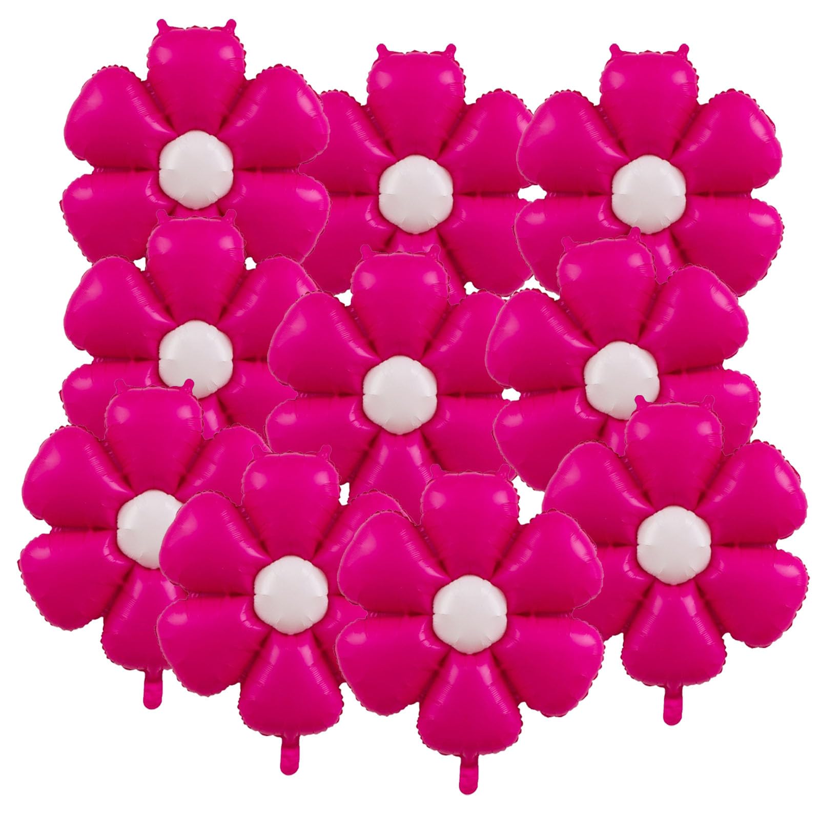 GOTPASS 10 Pcs Hot Pink Daisy Balloons Birthday Party Decorations Garland Groovy Boho Daisy Party Supplies Daisy Aluminum Foil Balloons for Birthday