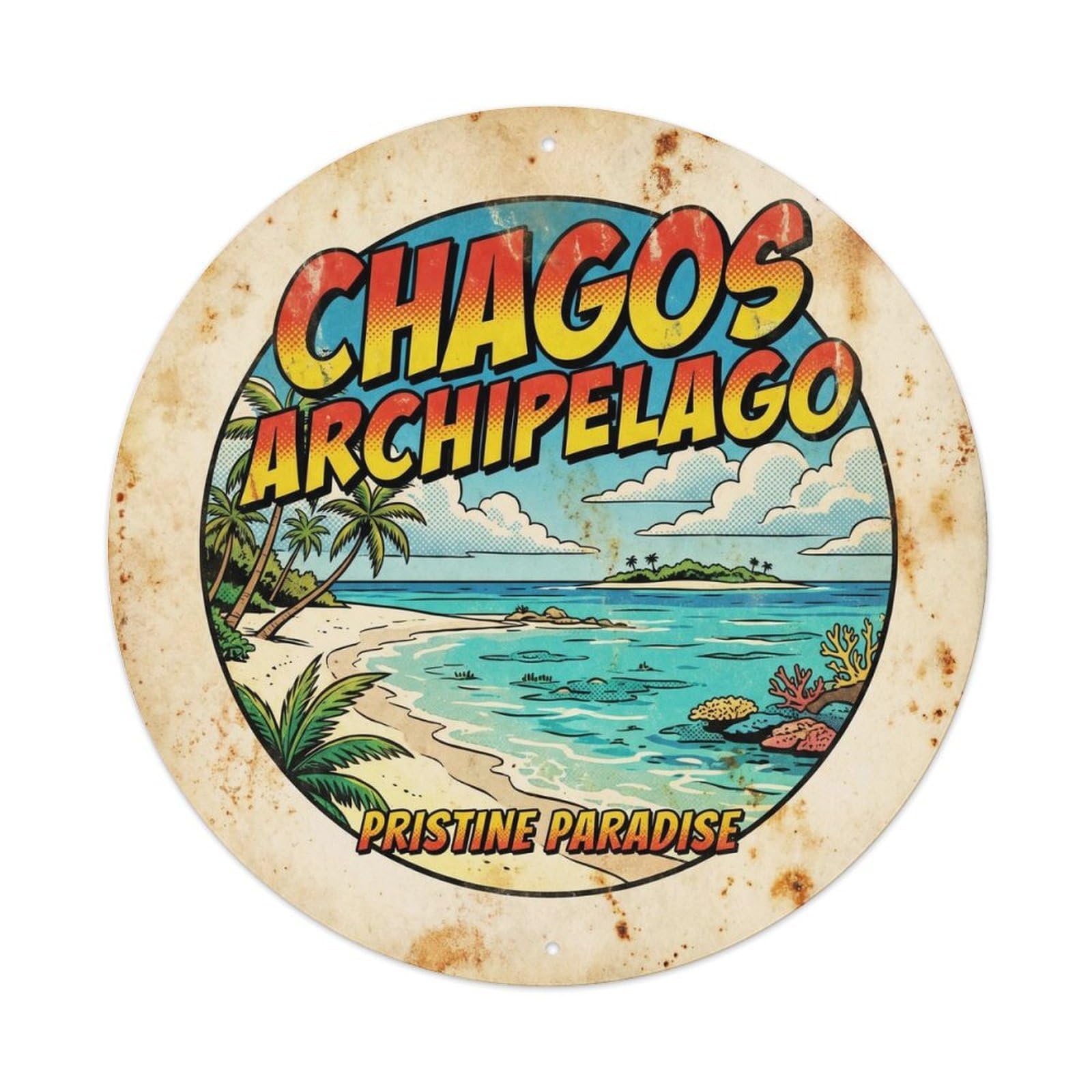 Chagos Islands Diego Garcia Tropical Lagoon Pop Color Metal Tin Sign