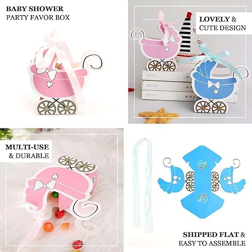 Miniatura 4 de Efavormart - Paquete de 25 cajas de dulces con cintas de huellas de bebé recién nacido de 2.5 x 2.5 pulgadas, cajas de regalo rosas para baby shower
