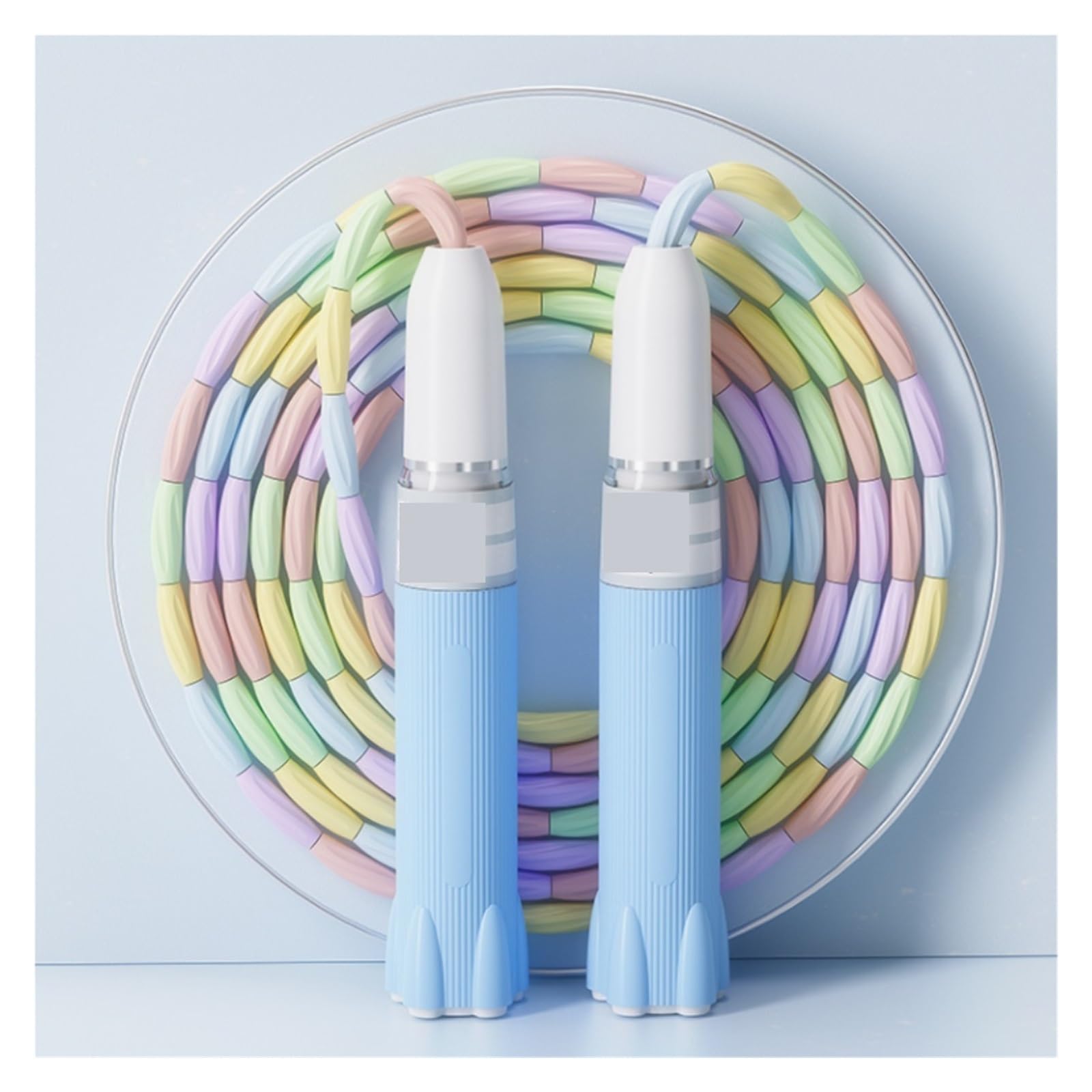 corde per saltare per adulti, Corda for saltare in bambù con lunghezza regolabile, attrezzatura sportiva for esercizi di fitness(Blue)