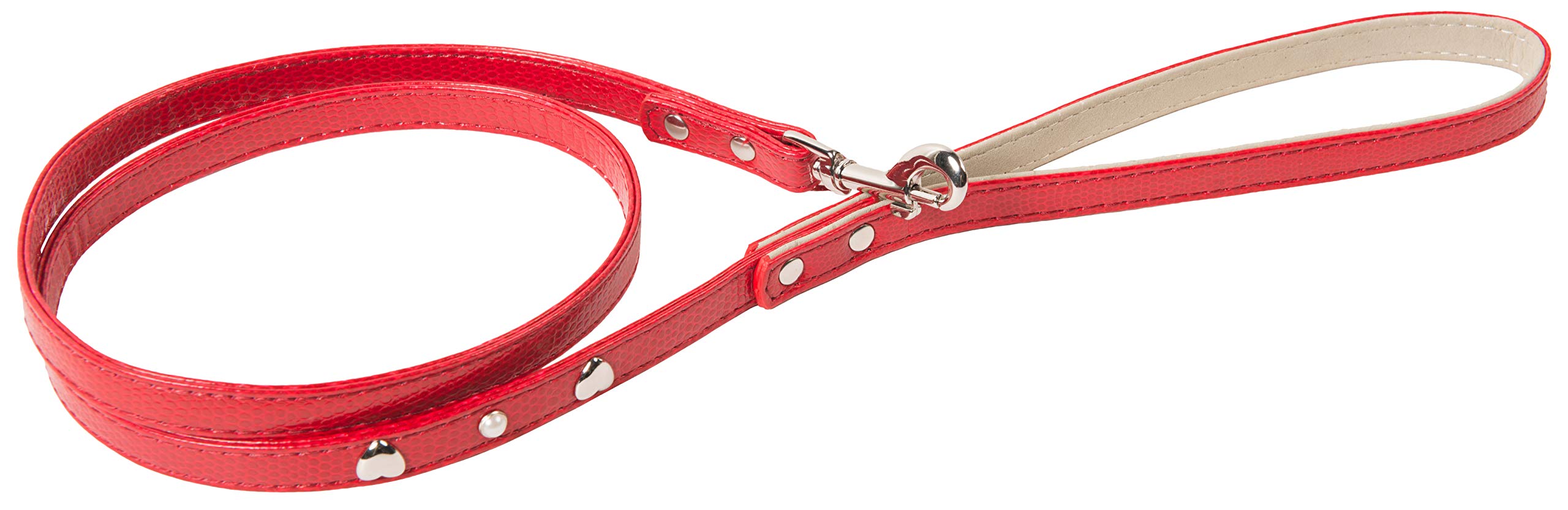 Wouapy Original lead for dogs, Red leatherette leash of 13 mm width and 1, 10 meters length
