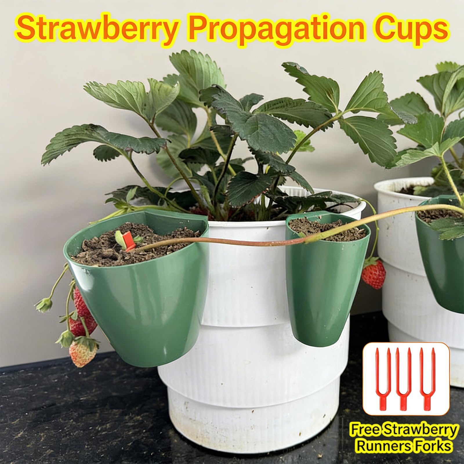 Juego de propagación de fresas para tazas transpirables y tenedores de fijación, diseñado para mejorar el flujo de aire y la salud de las raíces en entornos de invernadero, suministros de
