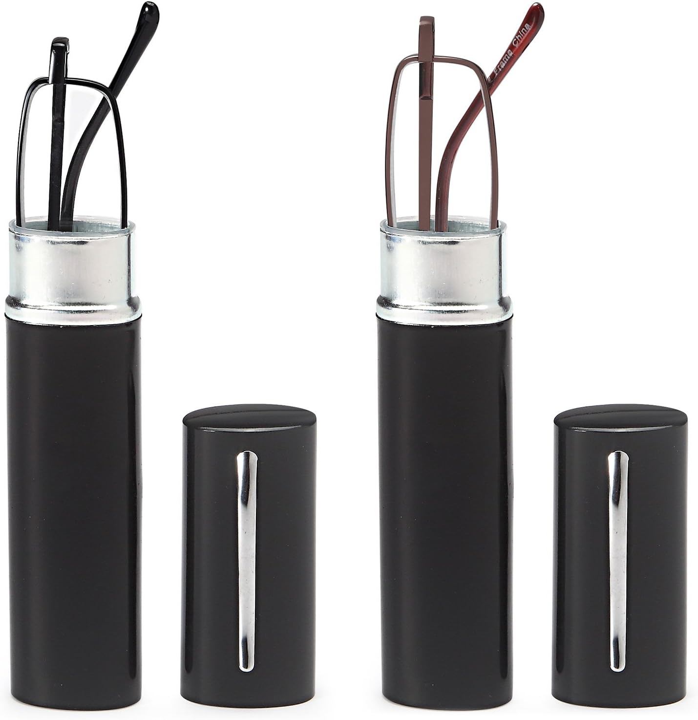 DOUBLETAKE Reading Glasses - 2 Pairs Slim Pocket Readers w Pen Clip Case