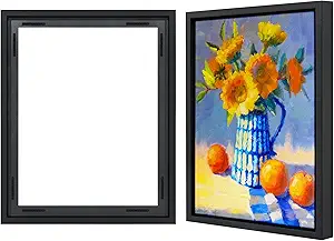 Americanflat 16x20 Canvas Floating Frame with Adhesive Strips Included - Vertical and Horizontal Floating Frame for Artwork - Canvas Frames for Wall Display - Black