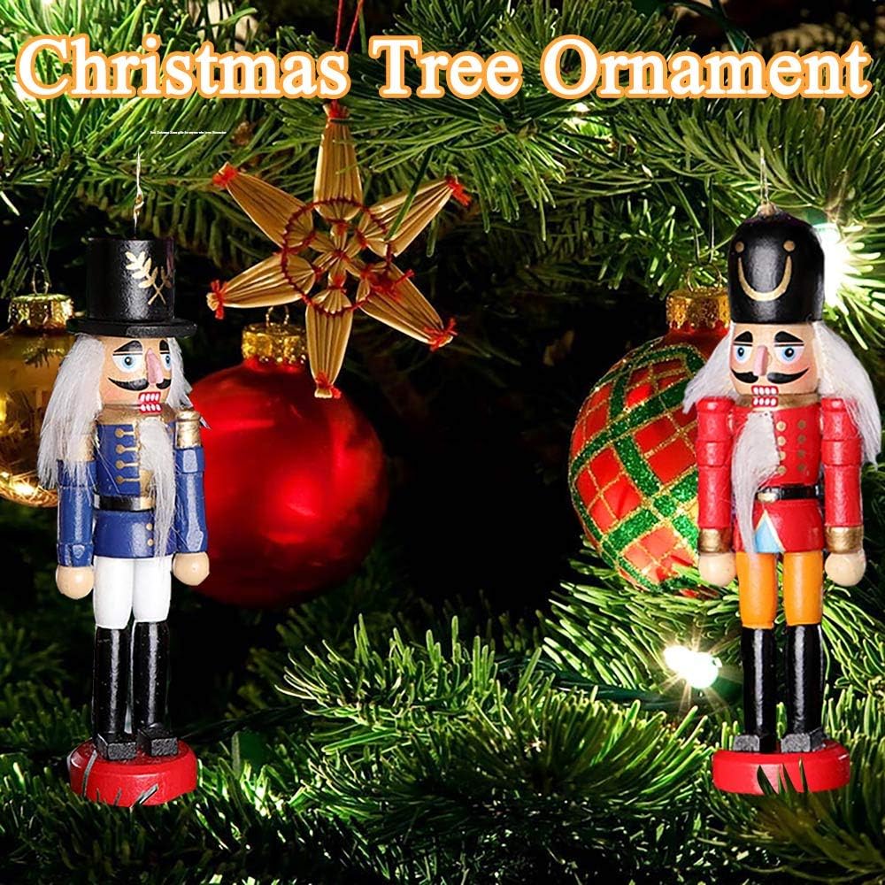 Jolik 6 PCS Nutcracker Ornament Set Wooden Nutcracker Christmas Ornaments