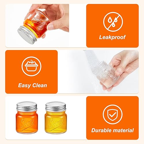 Miniatura 10 de Tessco 36 vasos de chupito con tapas de 2 onzas, aptos para lavavajillas, para bodas, fiestas, hogar, bar, bebidas, regalos para postres (color