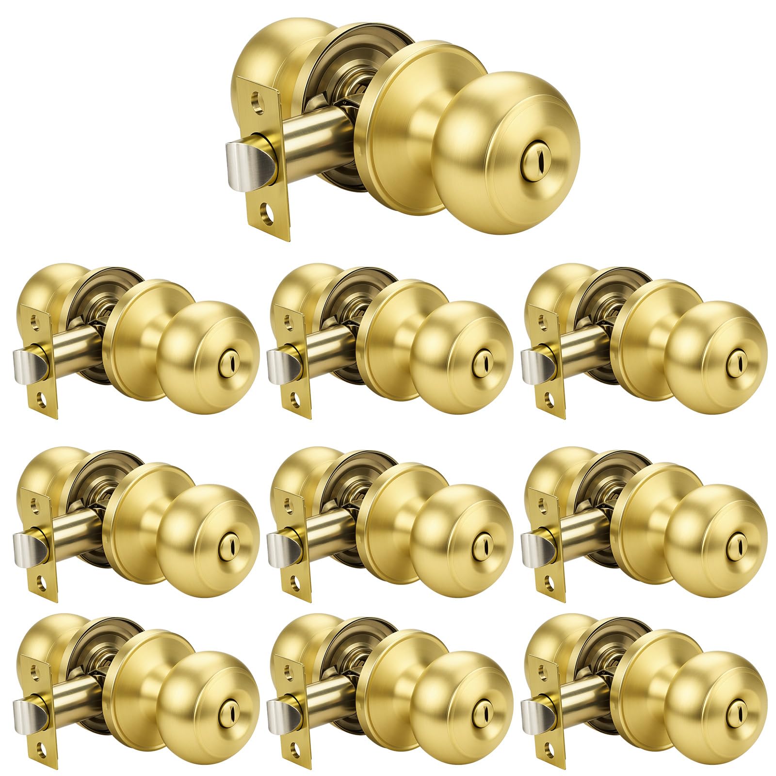 Privacy Door Knobs with Lock - Brushed Nickel -17
