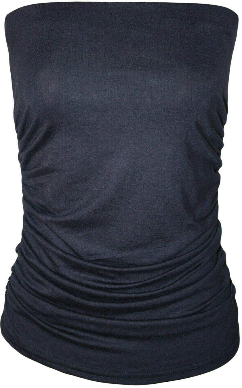 Women's Navy E-Communicationz Boob Tube Bandeau Strapless Sleeveless (, Xl (Uk 14-16))