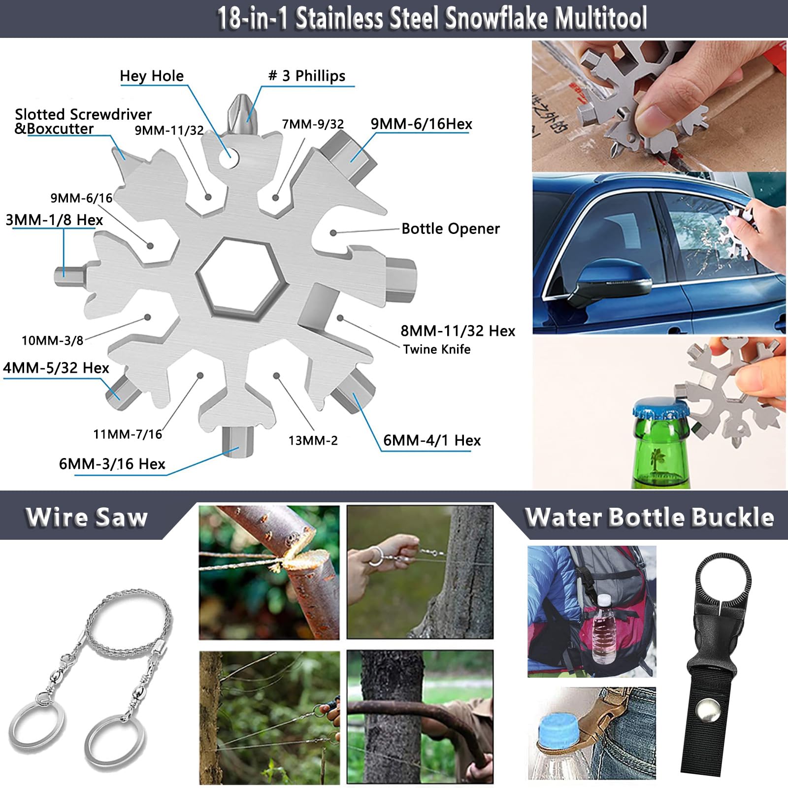 Kit de Supervivencia de Emergencia, Kit Supervivencia con Linterna Frontal LED Recargable, Kit de Primeros Auxilios para Viajar Caminar Acampar al Aire Montaña