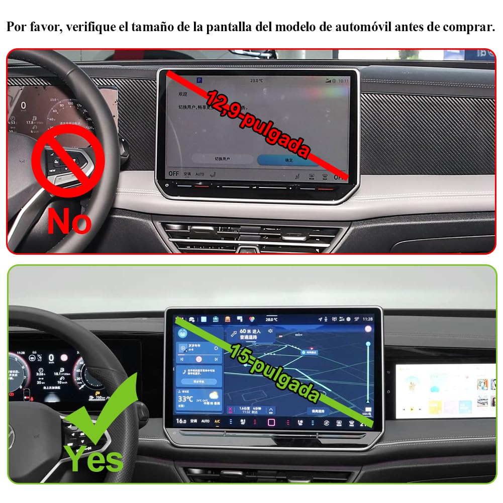 Soporte Movil Coche para Volkswagen Tiguan/Tayron Accesorios [Solo Compatible con VW Tiguan III y Tayron – Pantalla táctil 15 Pulgadas, años 2024-2026] [No Compatible con táctiles de 12,9 Pulgadas]