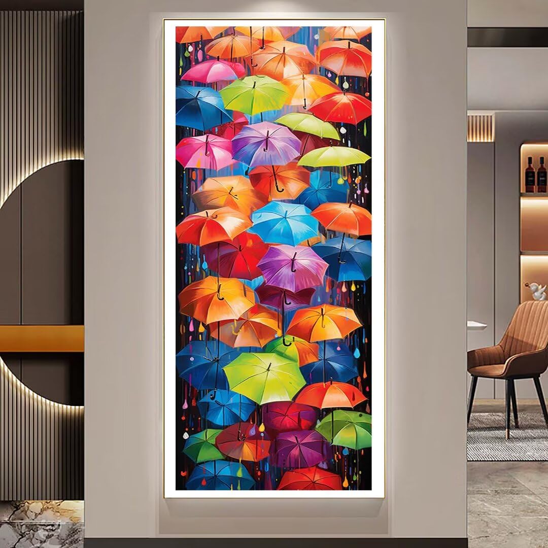 Diamond Painting Kit,(90x250 cm) Zestaw Malarstwo Diament Dziewczynka DIY Diamenty Crystal Art Painting by Numbers Dorosłych, Mozaika Diament Malarstwo Dekoracji Domu i Ściany -Ulica Parasol Q26