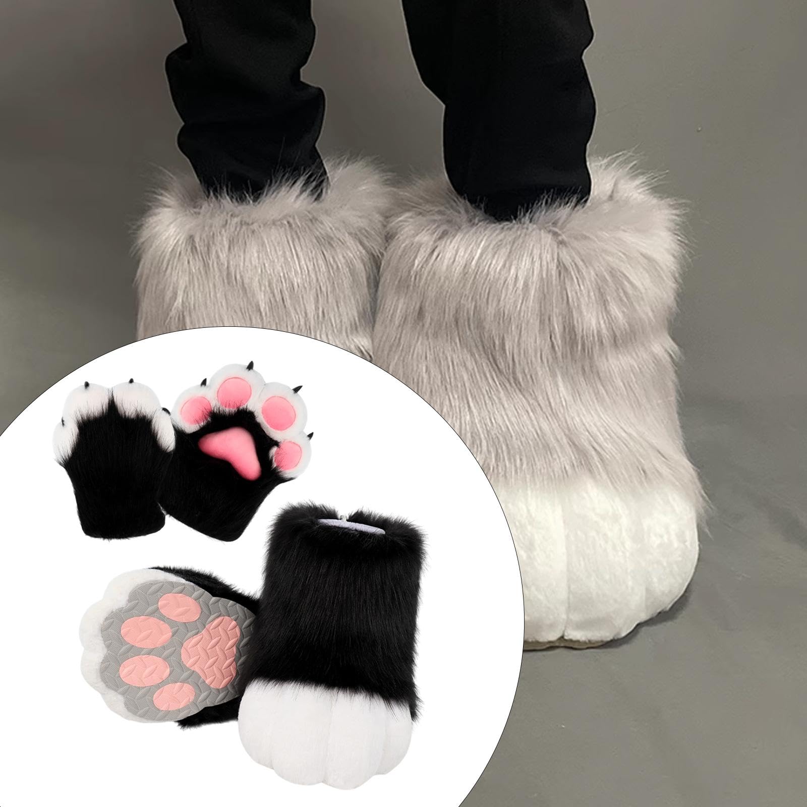 UGPLM Cosplay Animal Paws Fursuit for Women Gloves for Holiday Role Playing Masquerade: Black