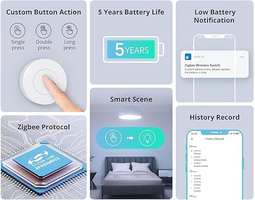 Miniatura 3 de SONOFF Interruptor Zigbee, botón inalámbrico SNZB-01P, soporta crear escenas inteligentes, activa los dispositivos conectados en la aplicación
