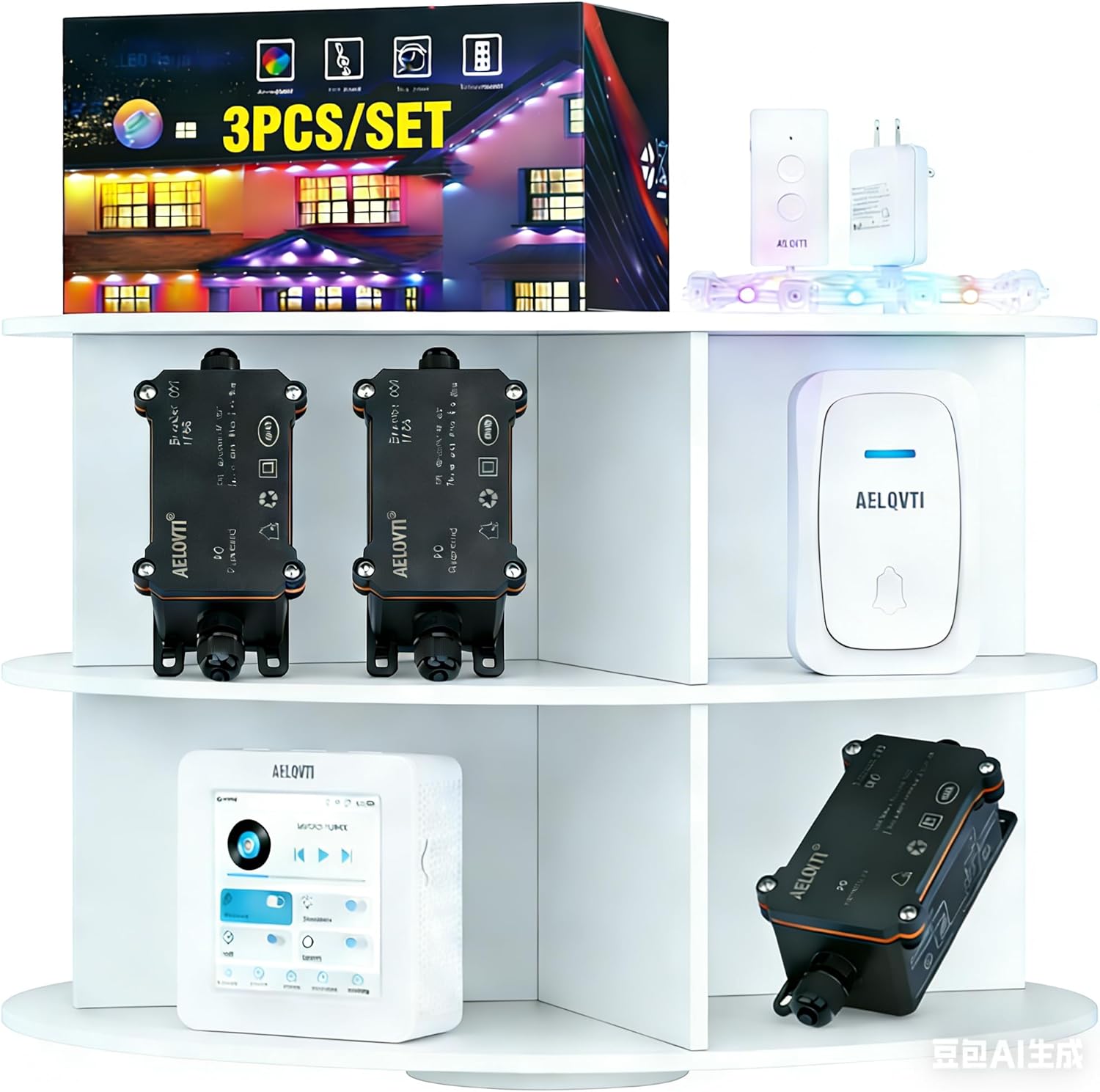 Smart Courtyard Set Smart Life APP Control Touch Screen Centralized Synchronous Control DIY Scenarios (Gateway 1pcs,Fairy Light 1pcs,Doorbell 1pcs,Breaker 1pcs, Eave Lights 1pcs)