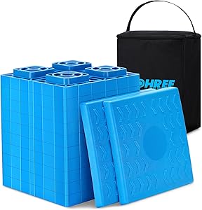 Kohree Heavy Duty RV Leveling Blocks, 12 Pack Camper Leveling Blocks with Storage Bag, Interlocking Sturdy RV Blocks for Single and Dual Wheels, Stabilizer, Jack, Travel Trailer Accessories
