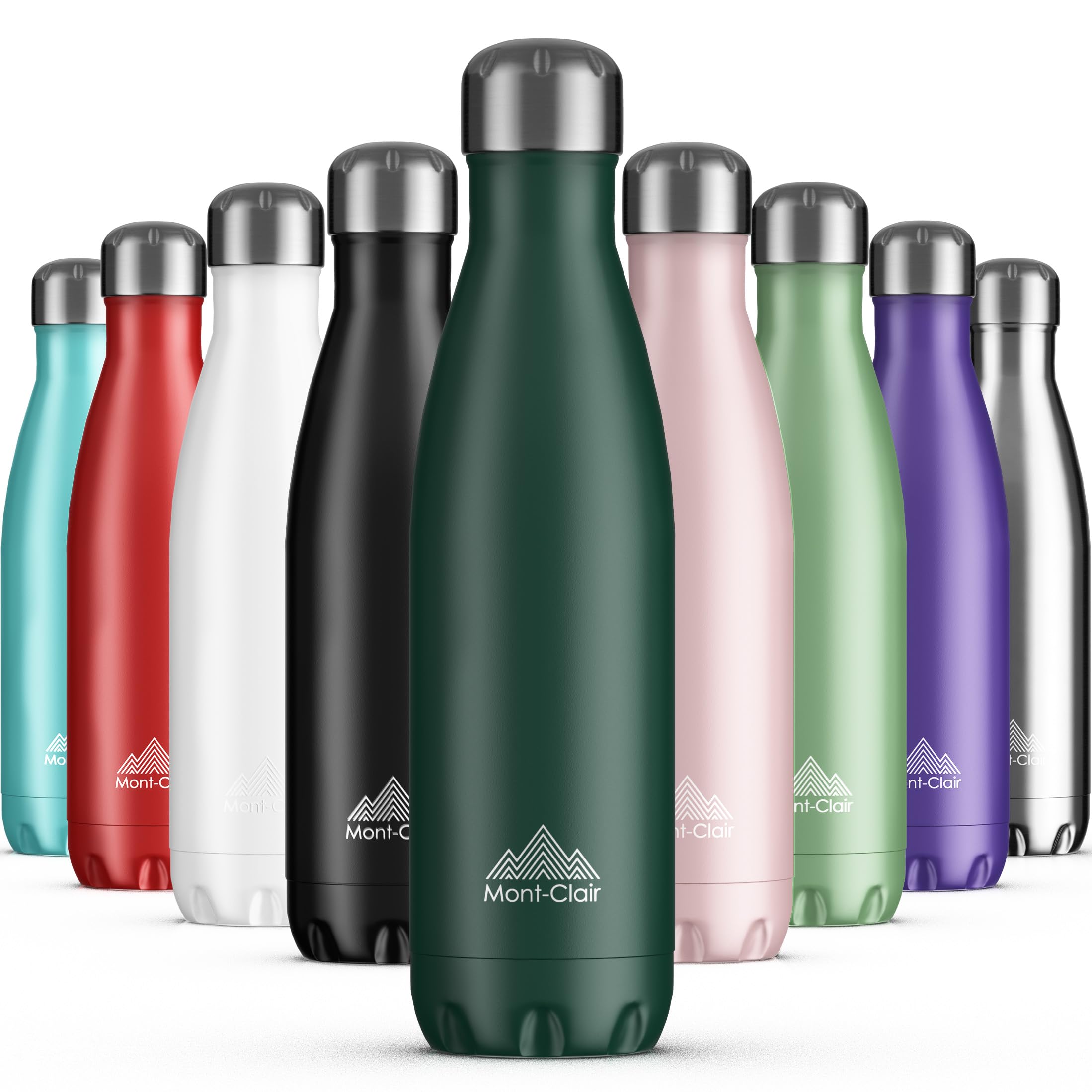 Mont-ClairStainless Steel Water Bottle, Vacuum Insulated - BPA Free, 12h Hot & 24h Cold Drinks, Metal Water Bottle 750ml Leakproof, Ideal for Adult, Kids, Running - Dark Green