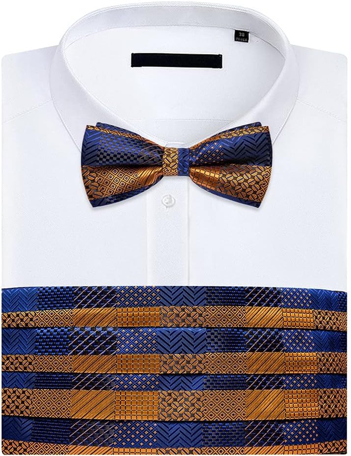 Solid Men Cummerbund Bow Tie Pocket Square Cufflinks Set Men Tuxedo Suit Accessories Elastic Belts for Men