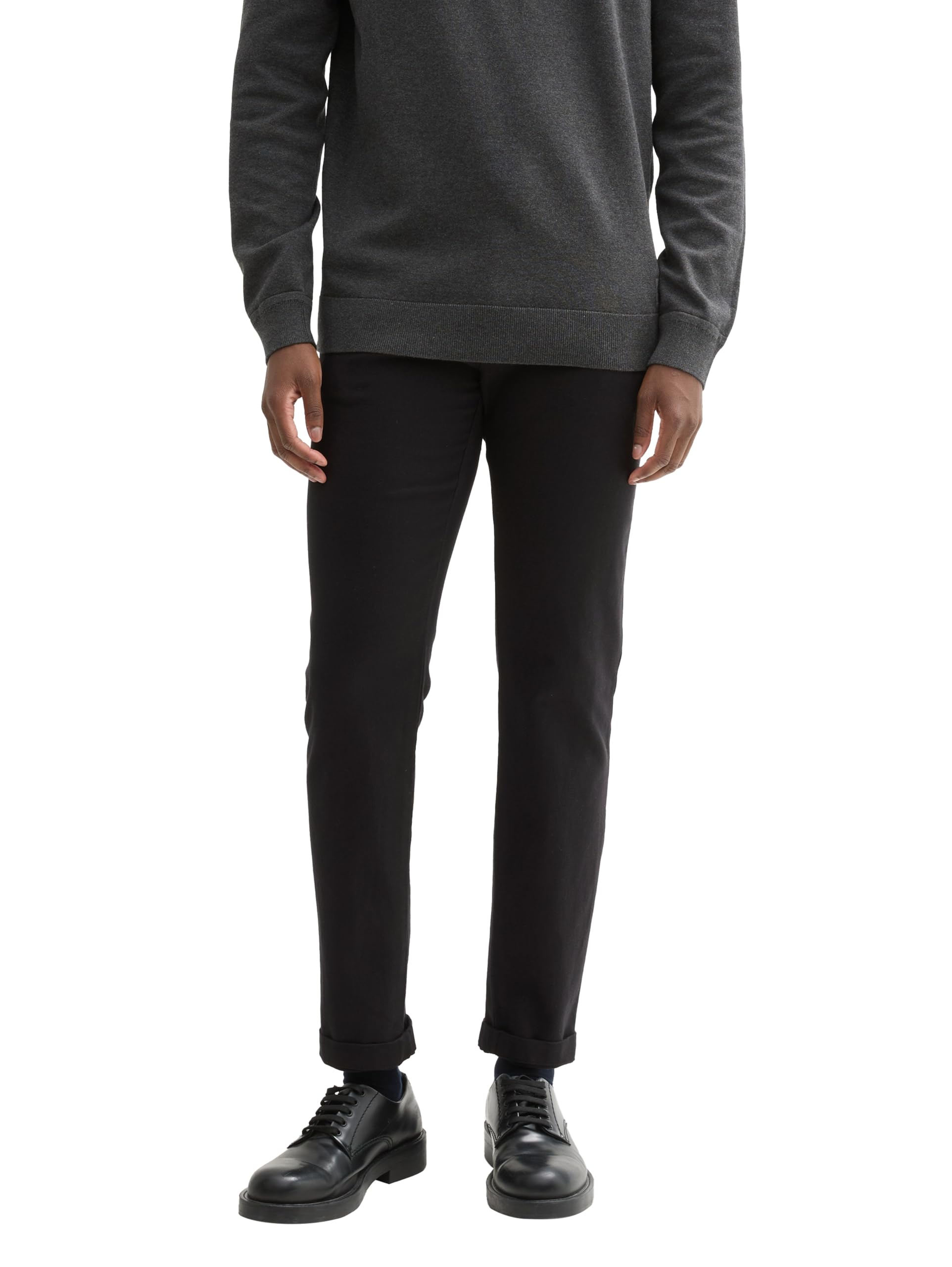 Tom Tailor Herren Slim Fit Chino Hose aus Stretch Piqué mit Gürtel