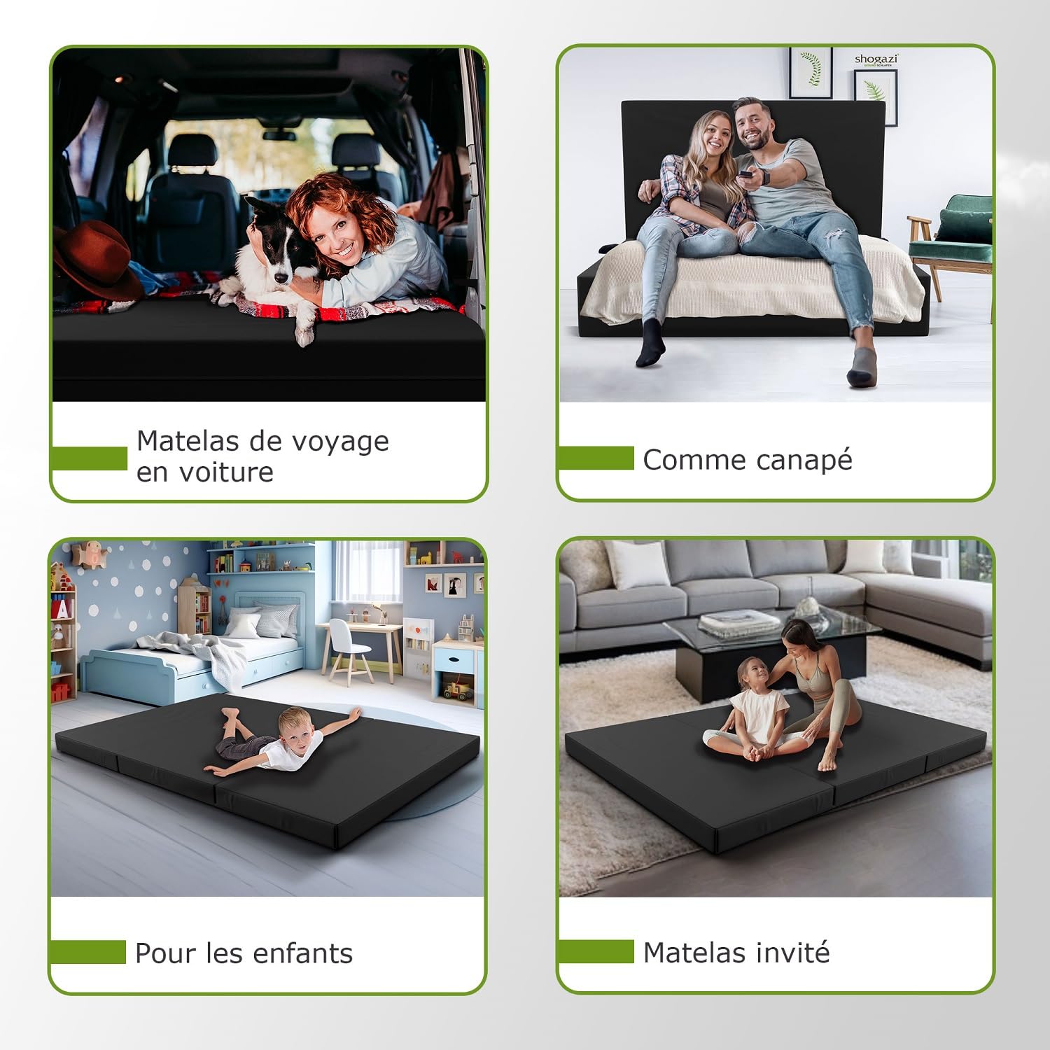 SHOGAZI Matelas Pliant 120 x 180 x 12 cm, d'Invité Pliable 2 Places d'Allemagne, Confort de Sommeil Ultime, Lavage Facile (Anthracite)