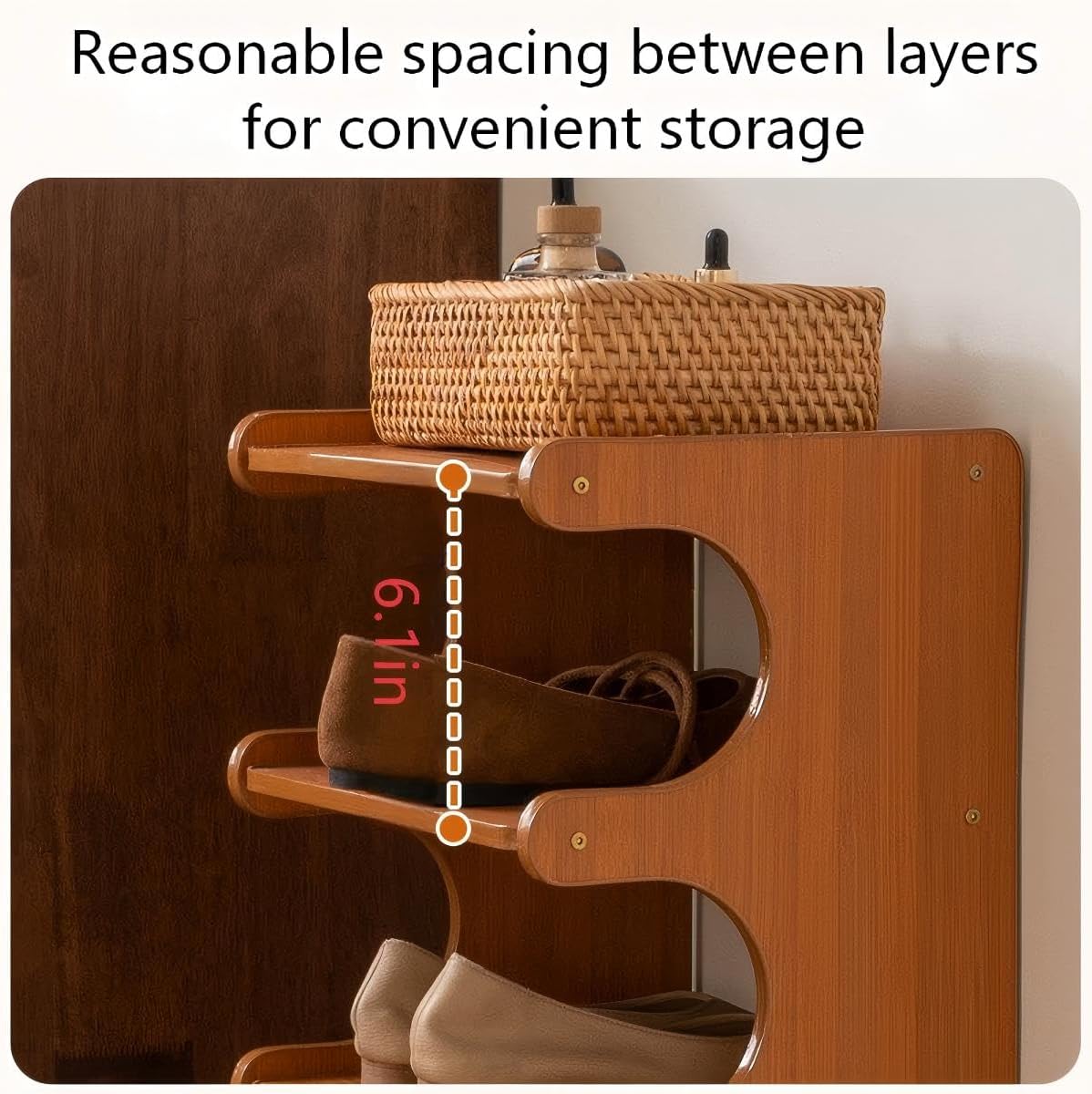 Narrow Shoe Rack for Entryway,Corner Shoe Rack— Wooden, Freestanding, Multi-Tier Shoe Storage Units Suitable for Entryways, Hallways, Bedrooms, Living Room Corners, and Compact Spaces(8th Floor)