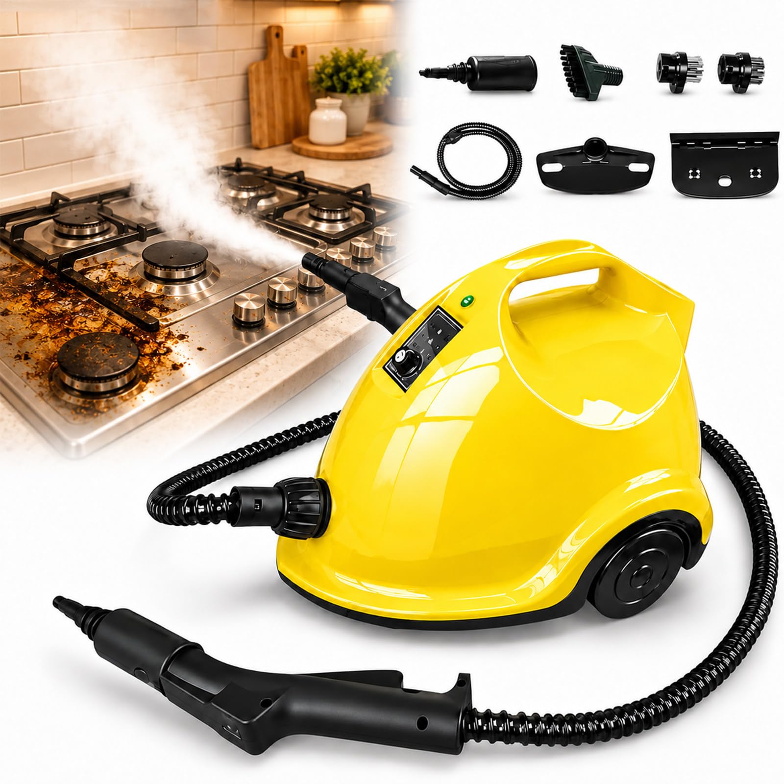 Pulitore A Vapore 1800W con Pressione 3,5 Bar E Accessori