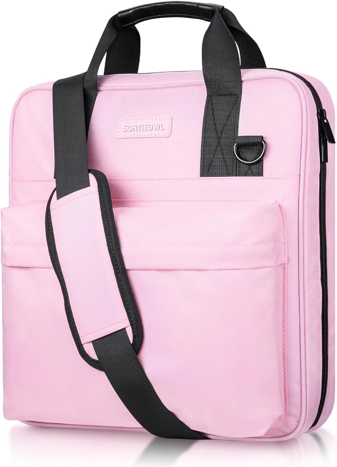 Zipper Binder 3 Ring 2 Inch with Shoulder Strap & Handle - Multi-Pocket School Binder Organizer for Middle School & Office - Holds 500 Sheets, Durable Premium Fabric - Pink