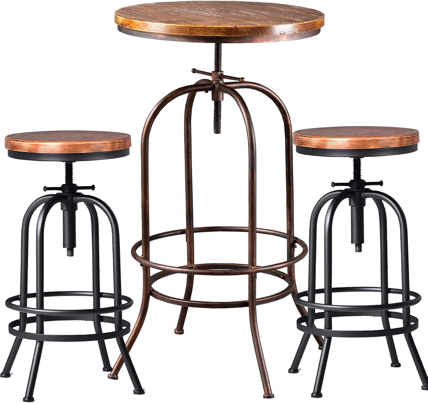 BOKKOLIK Farmhouse Bar Set Rustic Bar Table(37.445.3inch