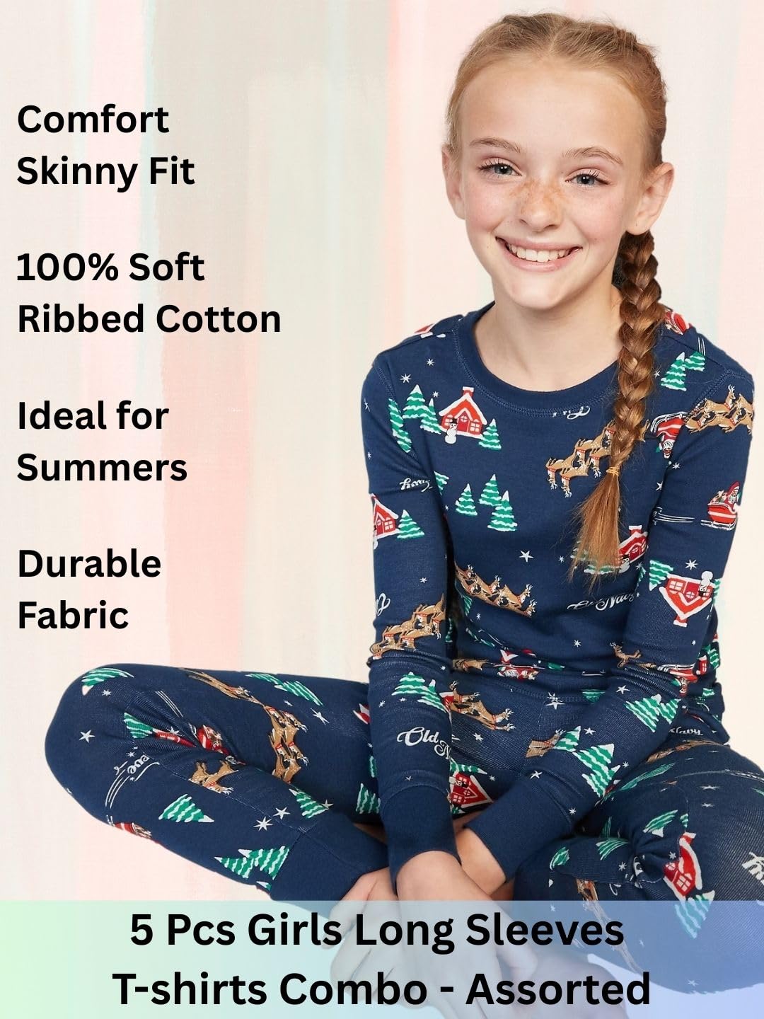 TuddyBuddy Baby Girl's 100% Organic Cotton Ribbed Long Sleeves Tops/T-Shirt (4 Years-5 Years, Pack of 5, Assorted) - Image 6 thumbnail