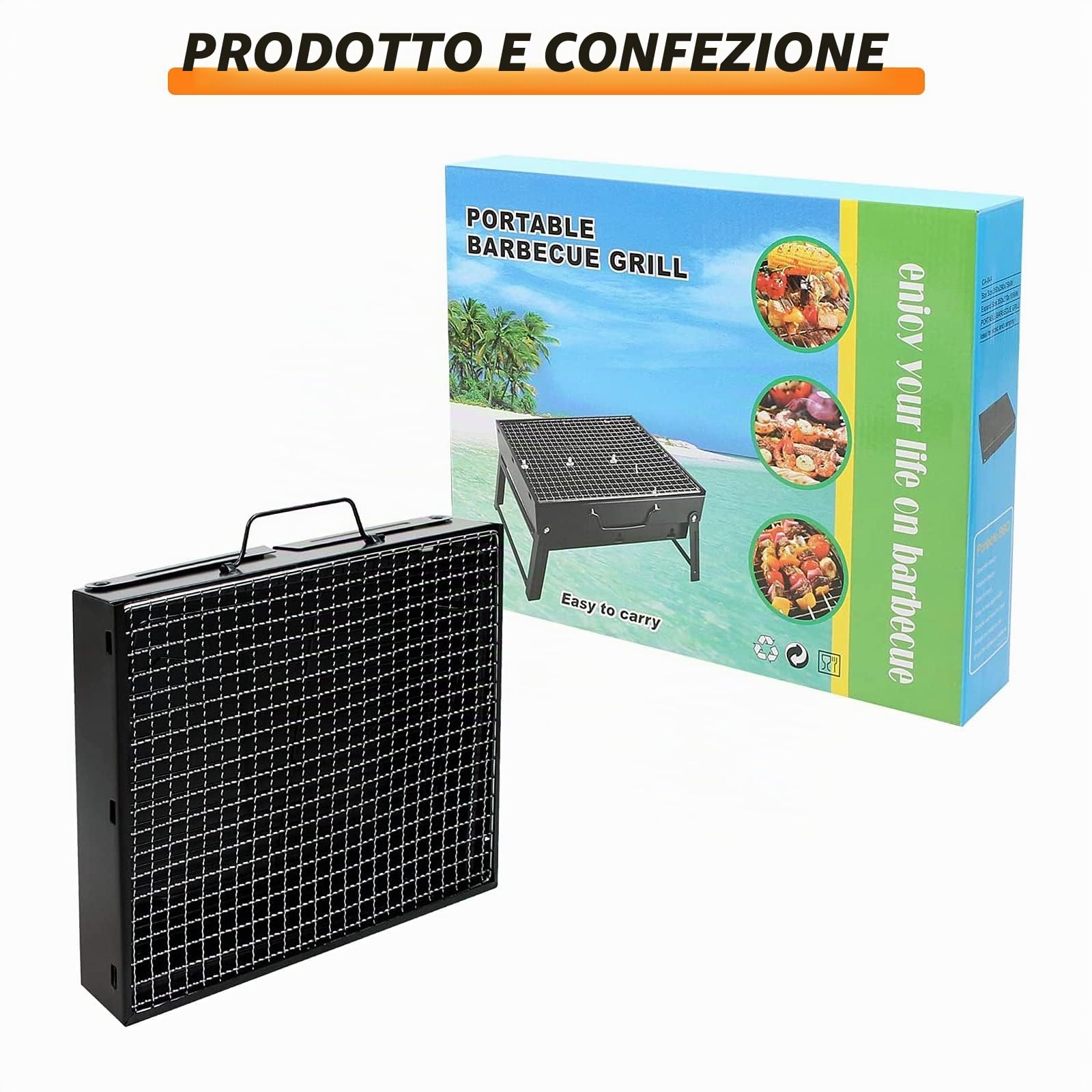 Barbecue a Carbonella Portatile,Barbecue a Carbone in Acciaio Inossidabile,BBQ Grill Pieghevole per Picnic in Balcone e Giardino,Picnic all'aperto,Campeggio Mini [S]