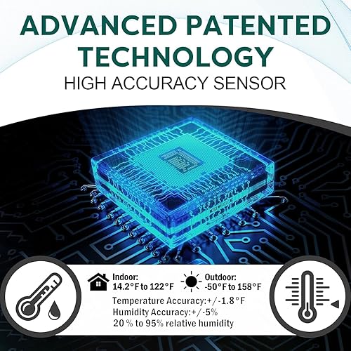 Miniatura 5 de OBET Termómetro inalámbrico para interiores y exteriores con 3 sensores, estación meteorológica, monitor de temperatura y humedad, rango de 500 pies