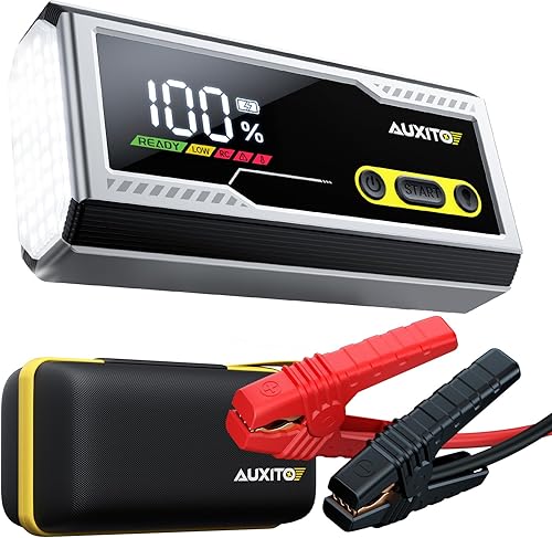 AUXITO Jump Starter 8000A Portable Car Battery Jump Starter with Large LCD Display Jump Cable with Smart Clamps Power Bank Emergency Flashlight for Cars Heavy Duty Jumper Box for Car Battery