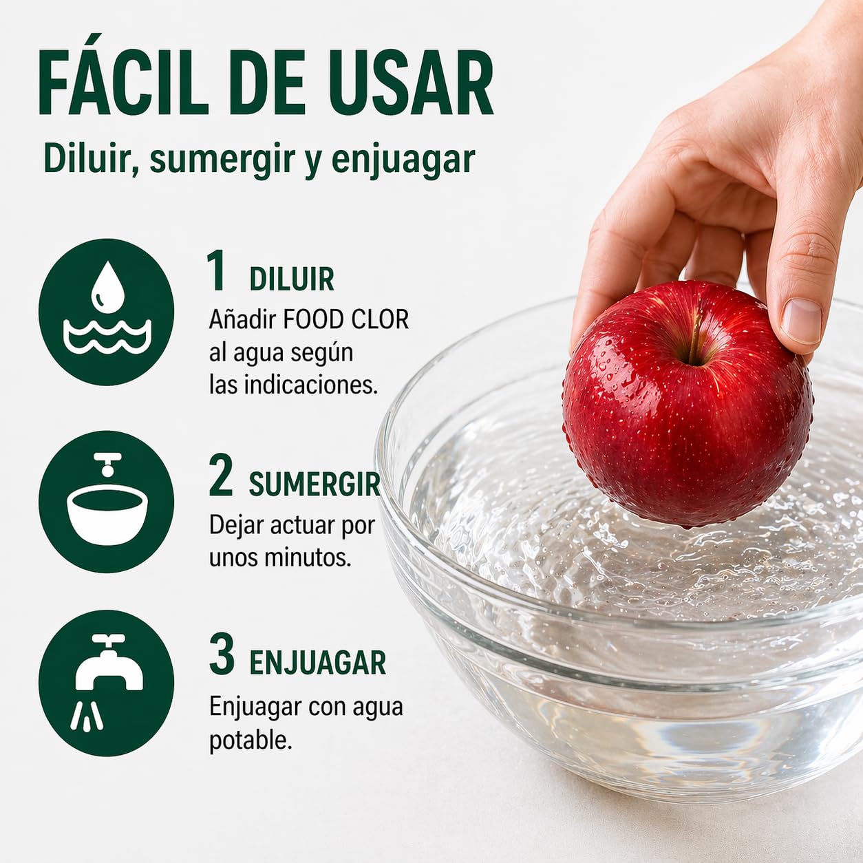 Desinfectante de frutas y verduras - Elimina eficazmente las bacterias - 5L - Apto para uso en industria alimentaria - Coadyuvante alimentario - Cumple con Normativa EN 901 (1)