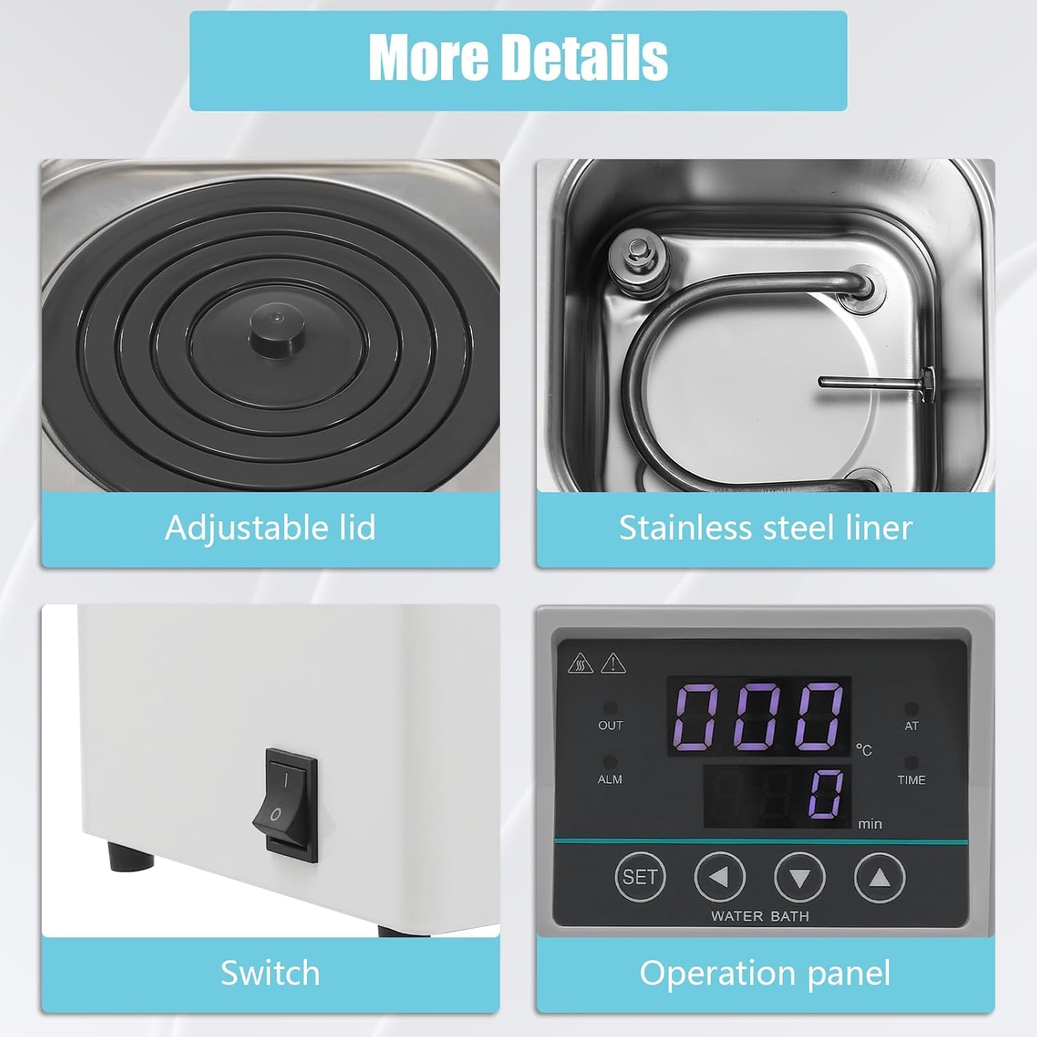 Calentador De Baño De Agua De Laboratorio De 300 W con Termostato Digital, Sensor De Protección contra Funcionamiento En Seco De 110 V, Interior De Acero Inoxidable Y Pantalla Led para