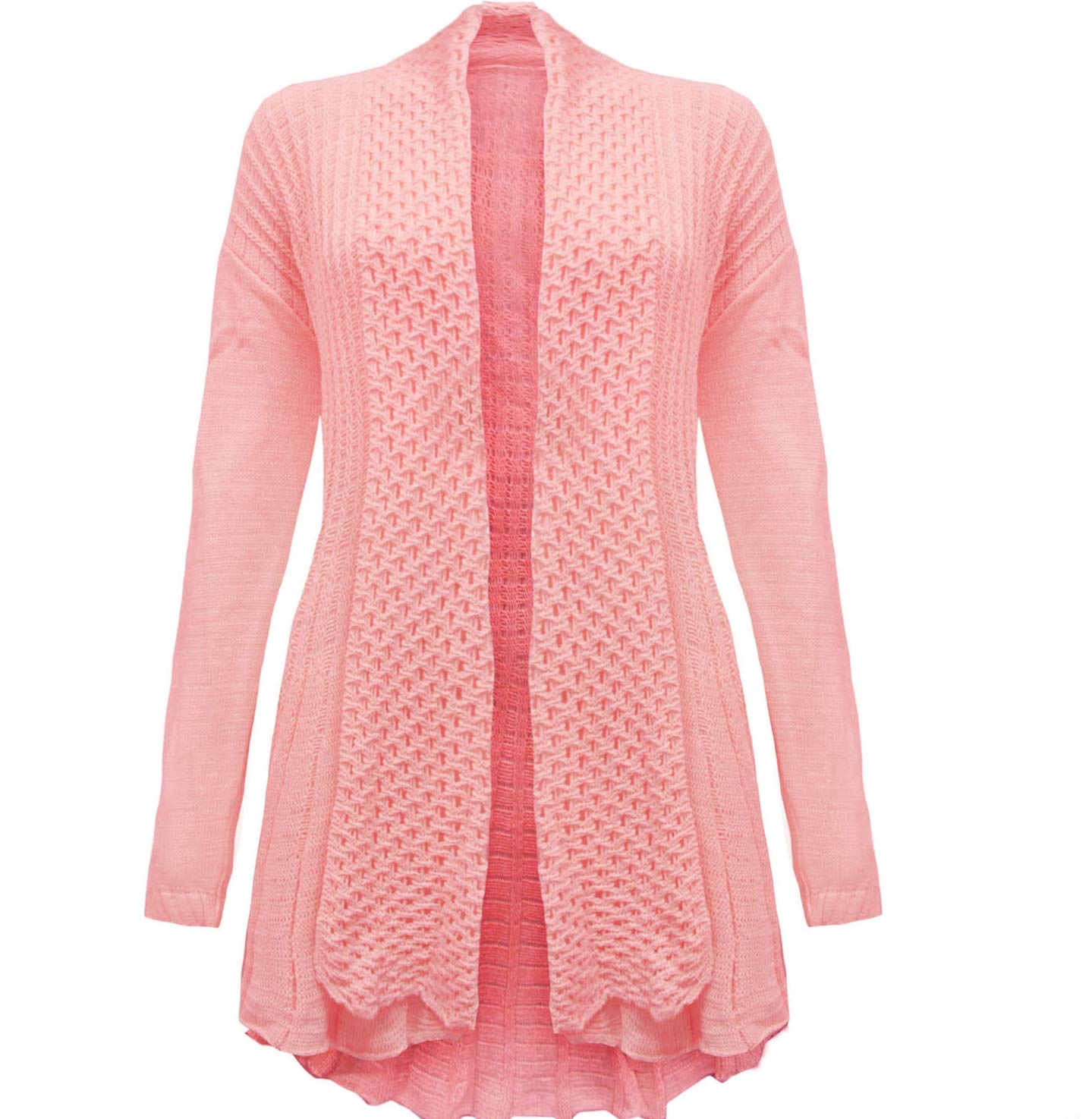 Missmister Long Cardigans for Women - Plus Size – Crochet Boyfriend Waterfall Cardigan – Chunky Knit Ladies Cape Jacket – Open Front, Premium Quality (20-22 Plus, Pink)