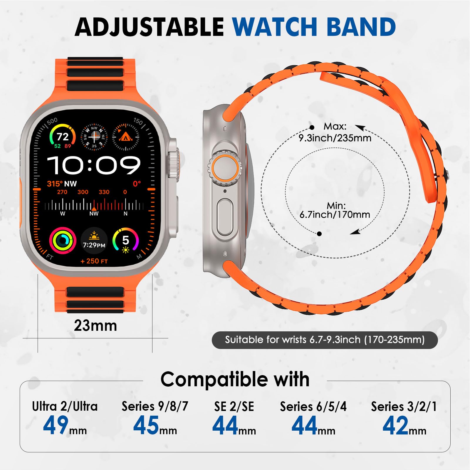 MoKo Cinturino Compatibile con Apple Watch Ultra 2 49mm 46mm 45mm 44mm 42mm per Uomo Donna, Cinturino di Ricambio Sportivi in Silicone per iWatch Apple Watch Serie 10 9 8 7 6 5 SE Ultra 2