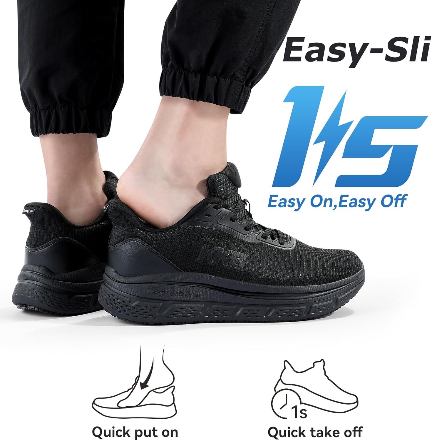 Men's Non Slip Work Shoes Slip Resistant Waterproof Slip On Sneakers for Kitchen Restaurant Chefs Nurses with Arch Support Comfortable Zapatos Antideslizantes para Hombres Black Men 12.5 - Image 6