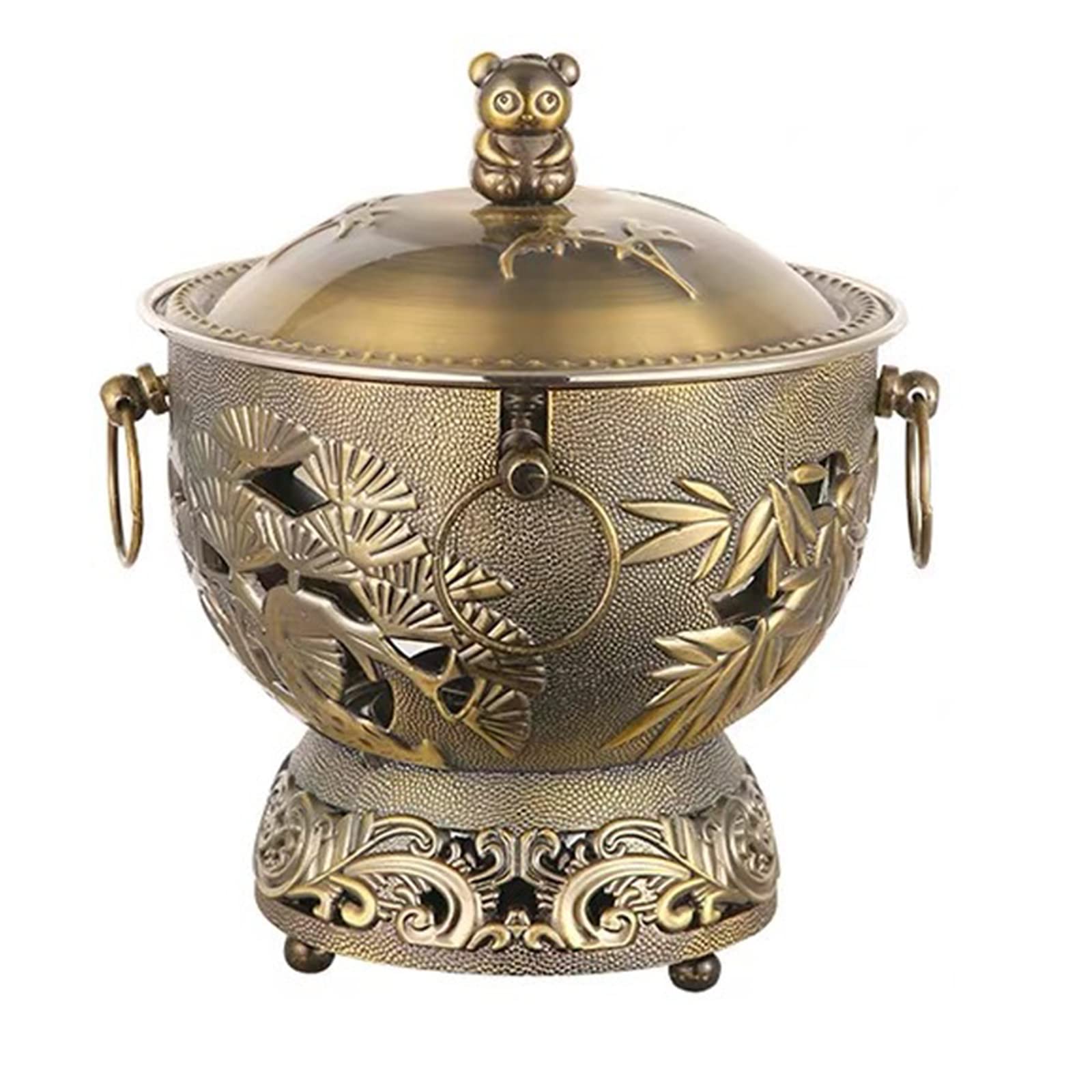 asdchZen Copper Hot Pot,Vintage Shabu Pot,Mini Copper Hot Pot,Stainless Steel Shabu Pot,Cooker Alcohol Hotpot Cooking Pot,Cookware Pan,Single Chafing Dishes For Home Kitchen,Bronze