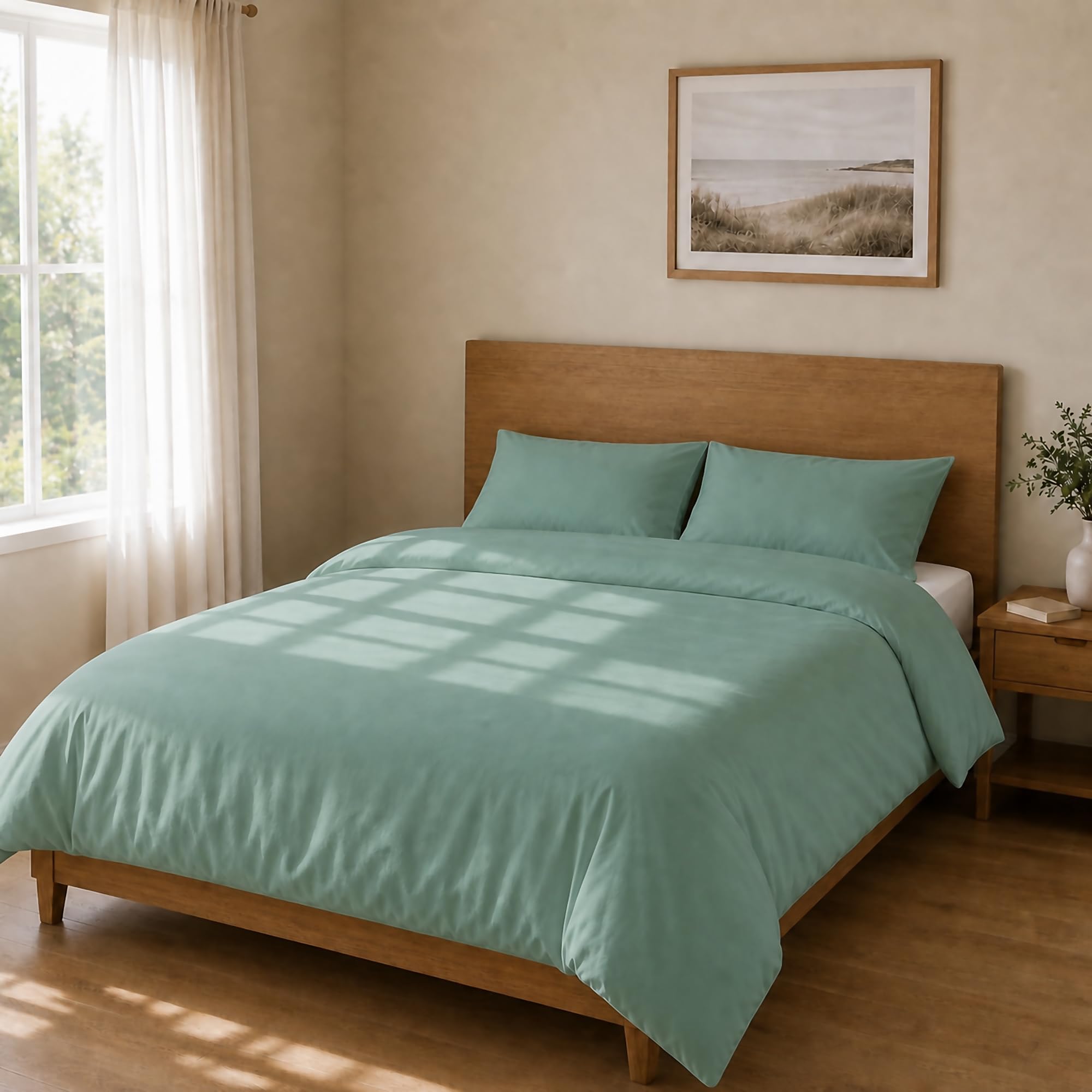 Homebliss Microfibre Bed Linen Duvet Cover 260 x 240 cm + 45 x 75 cm, 2 Pieces, Sage Green