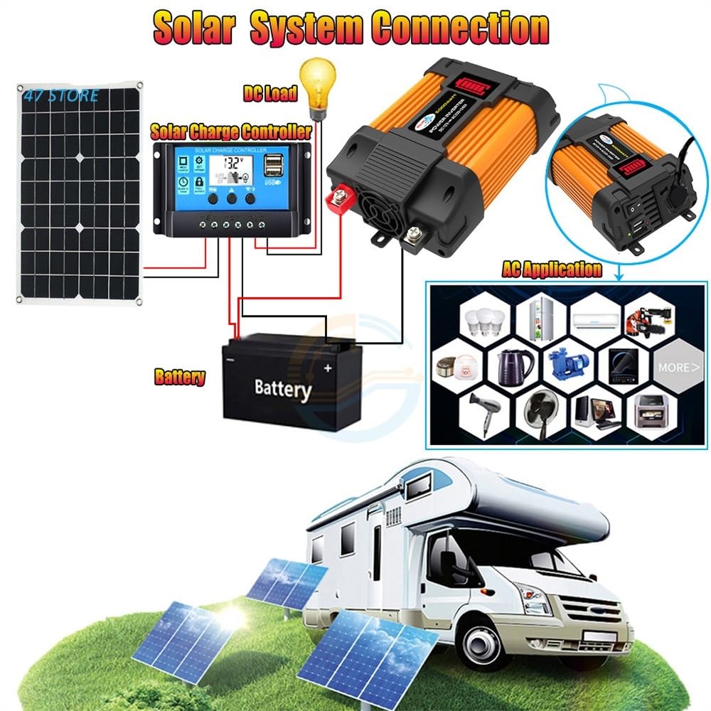 Inverter di Potenza, Convertitore di trasformatore DC-AC for auto da 6000 W, adattatore universale for presa con caricabatterie USB, stazione di ricarica rapida(6000W)