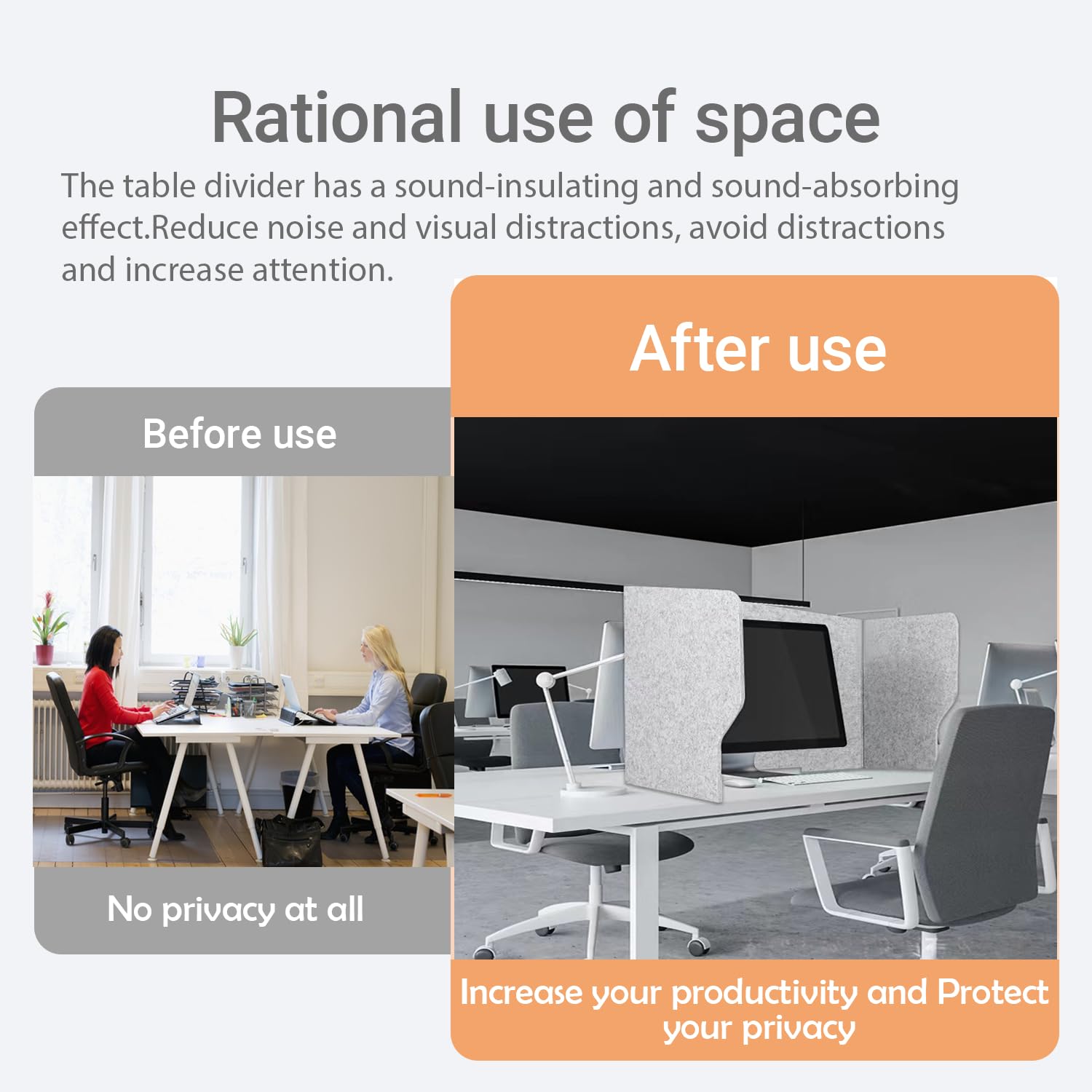 Séparateur de bureau pliable en feutre - Brise-vue - Séparateurs acoustiques gris - Séparateur de table autoportant - Insonorisation acoustique