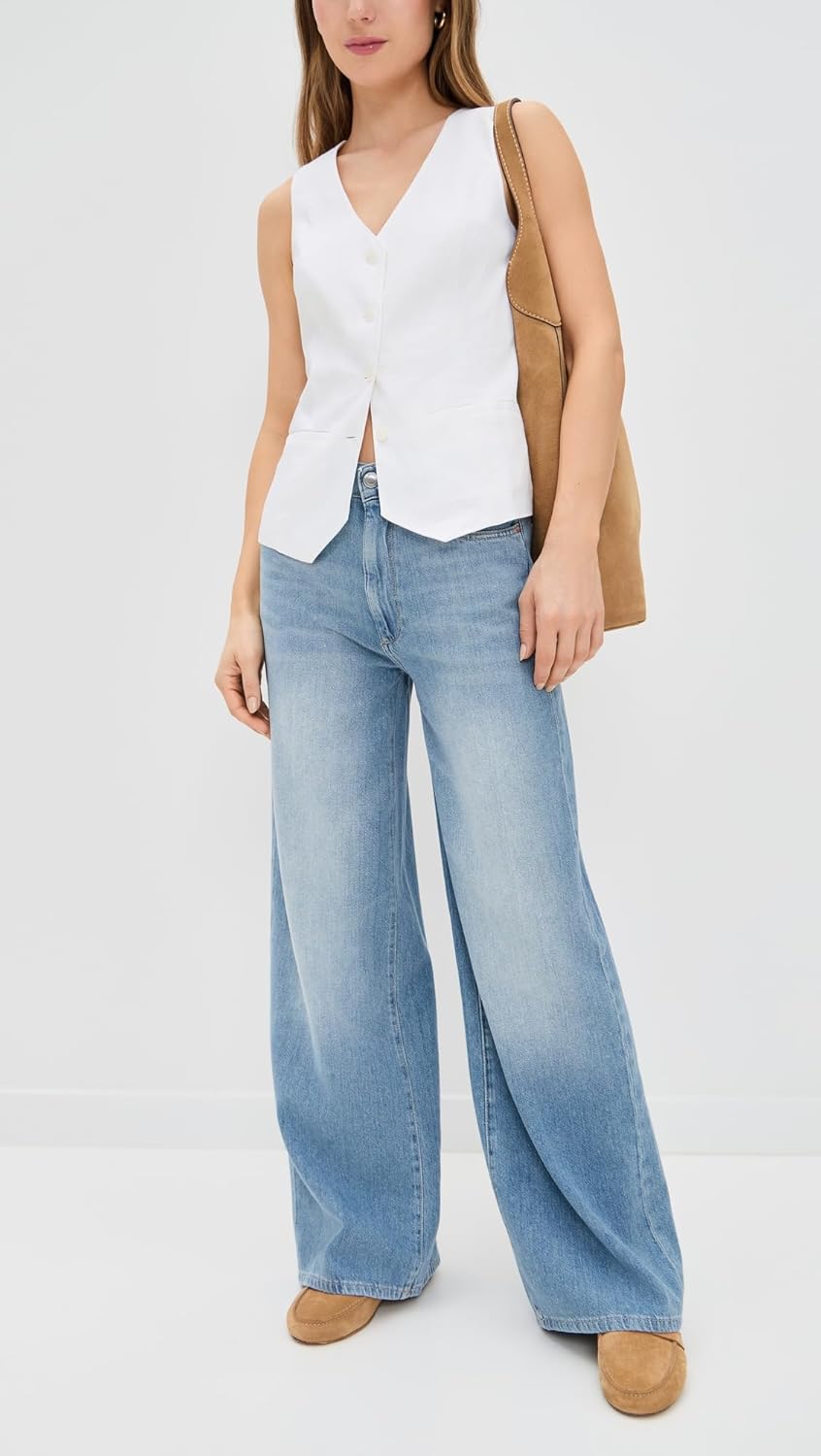 DL1961 Women's DL Aura Hepburn Wide Leg High Rise Jeans - Image 5