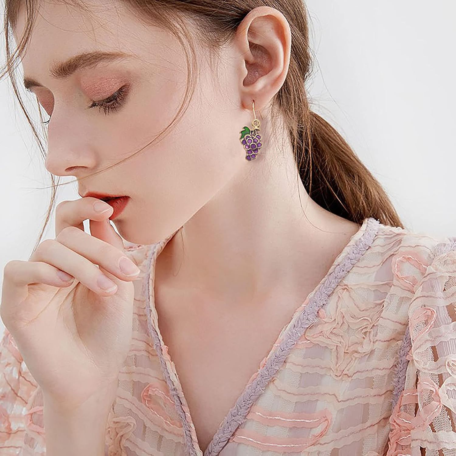 LiQunSweet 100 Pcs Purple Grape Fruit LightGold Charms Alloy Enamel Tiny Pendants for Necklace Bracelet Jewelry Making DIY Crafting - 17x10mm - Image 7