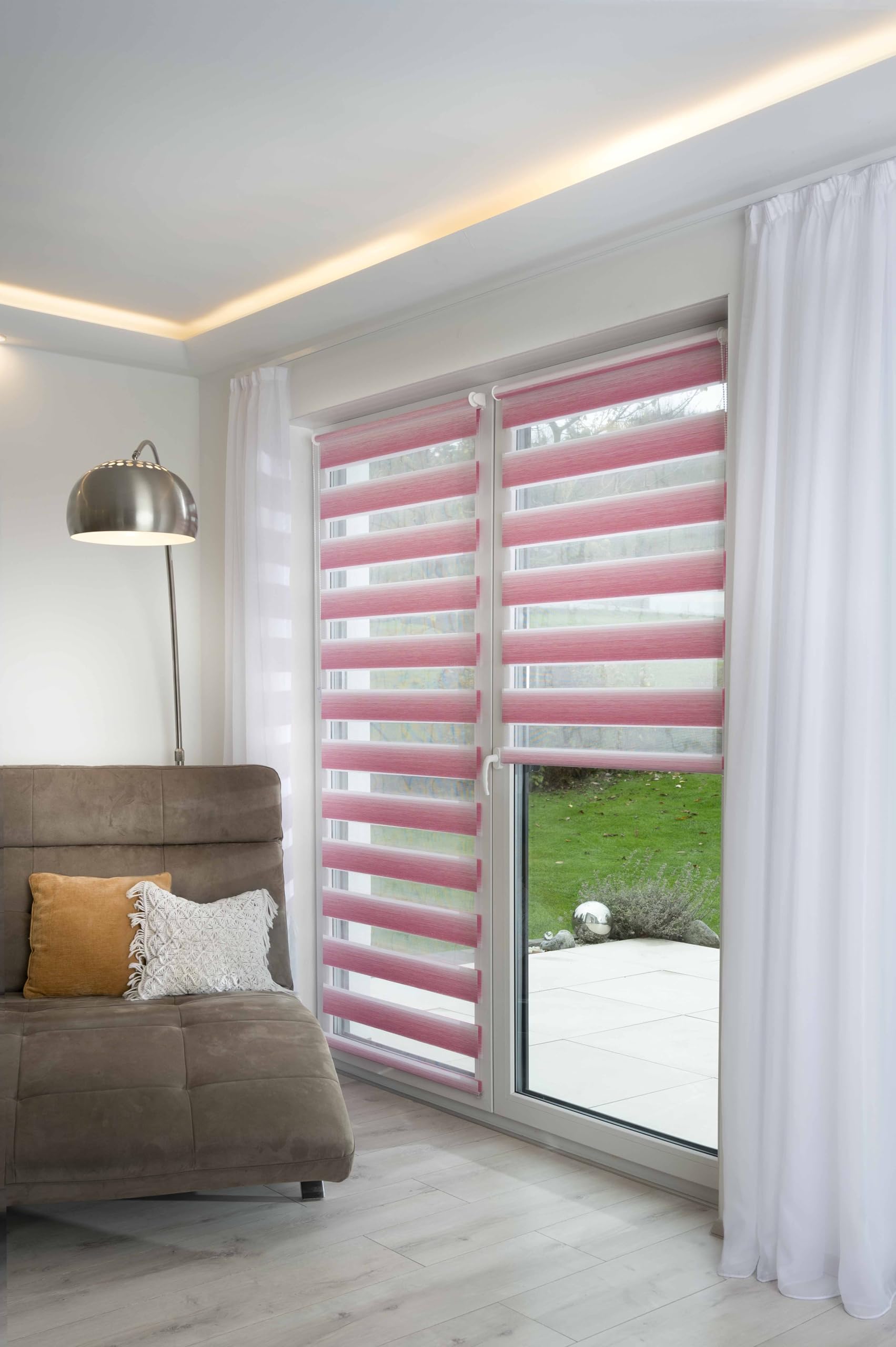 Khome K-Home® Klemmfix Doppelrollo Madrid ohne Bohren Farbverlauf Pink B130 x H150 cm – Bild 2