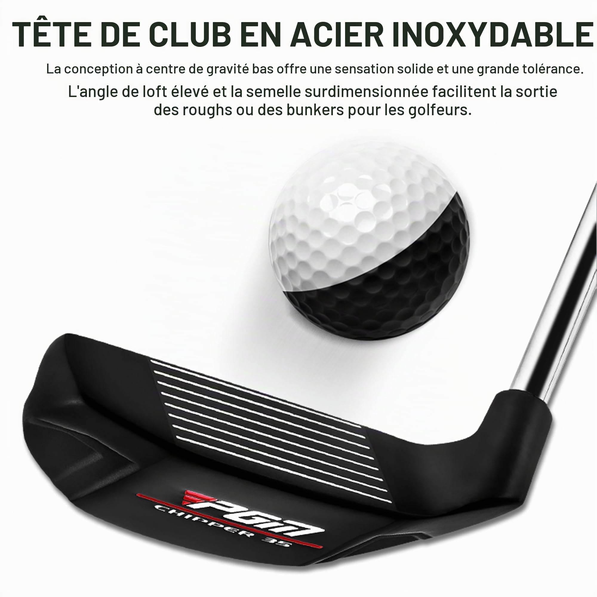 PGM Cale de sable de qualité supérieure pour homme et femme – Tirs faciles – Légal pour le jeu de tournoi, coupe rapidement les coups de votre court jeu - Club de golf haut loft