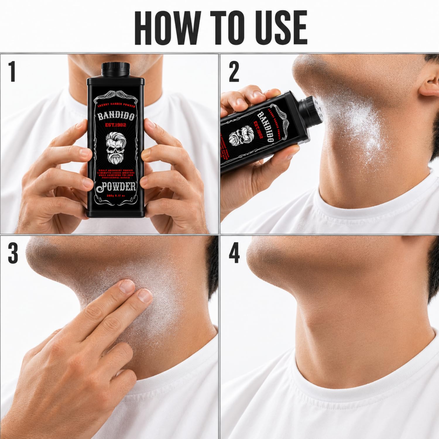 Bandido Luxury Barber Powder | Hidratante y Suavizante | Anti-Irritación | Polvo Corporal Profesional 260gr