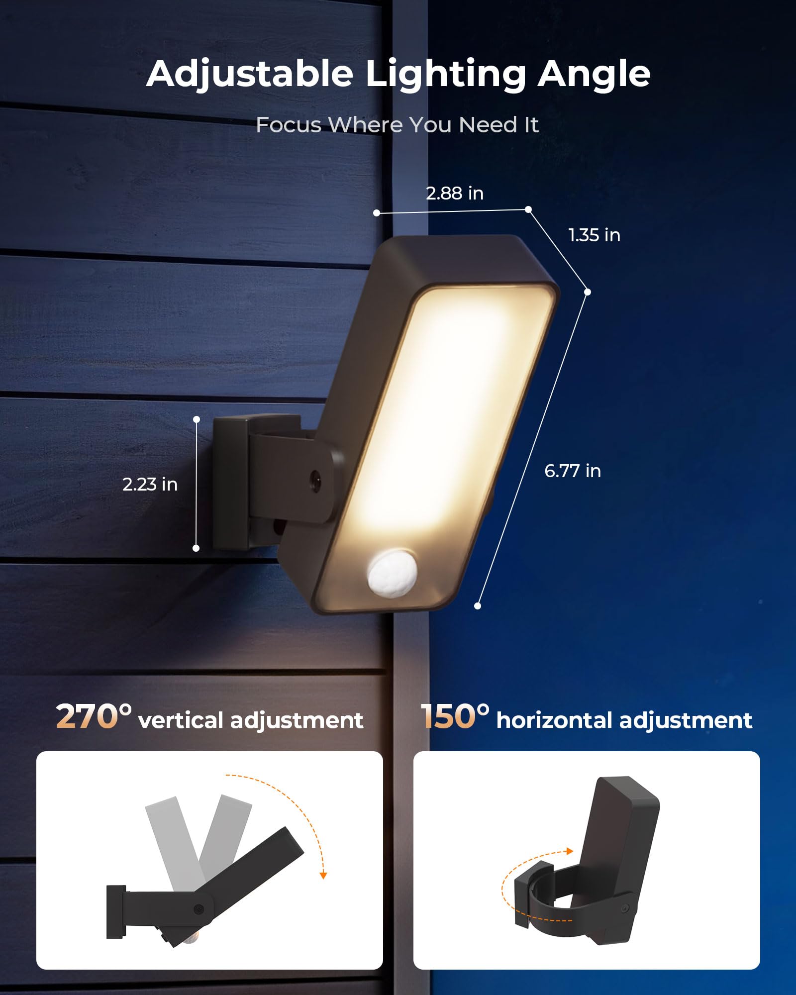 2 Pack Motion Sensor Outdoor Lights 10000mAh Rechargeable 600 Lumen Battery Operated Outdoor Wall Lights with 3 Modes — view 8