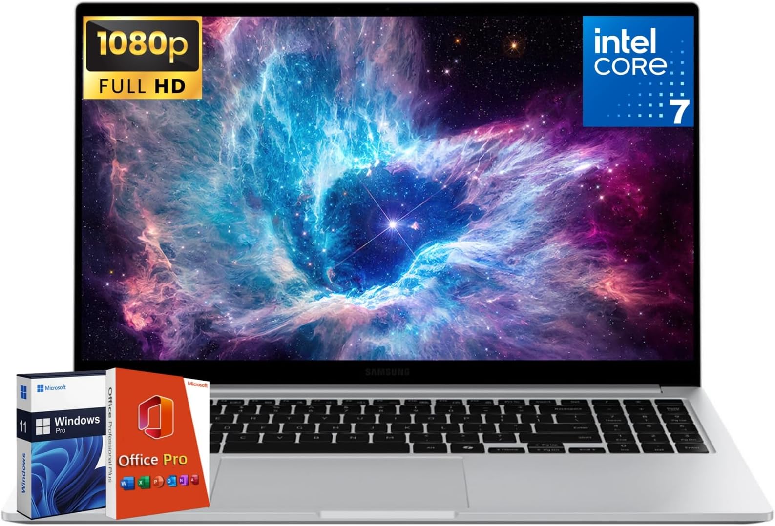 Samsung Galaxy Book4 Business Laptops with Microsoft Office Lifetime License, Intel 10-Core 7-150U(Beats i7-1335U), 15.6" FHD Display, 16 GB RAM, 512 GB SSD, Backlit Keyboard, Windows 11 Pro